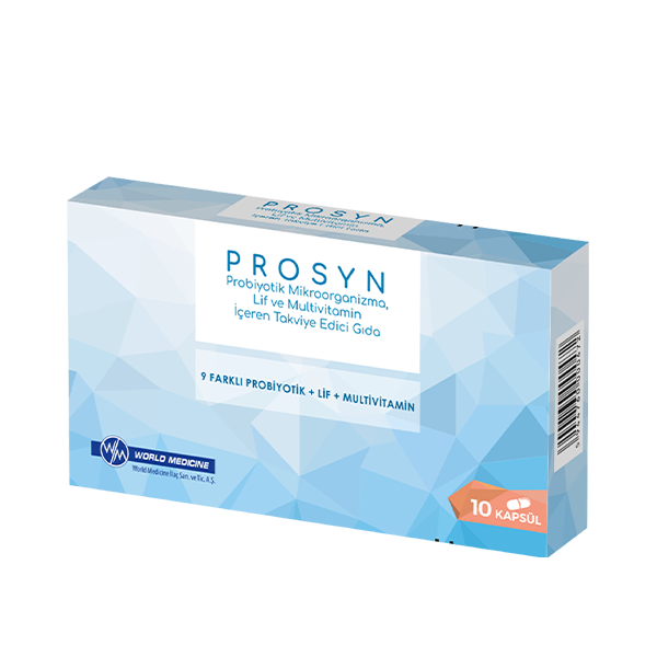 PROSYN 9 FARKLI PROBİYOTİK+LİF+MULTİVİTAMİN 10 KAPSÜL