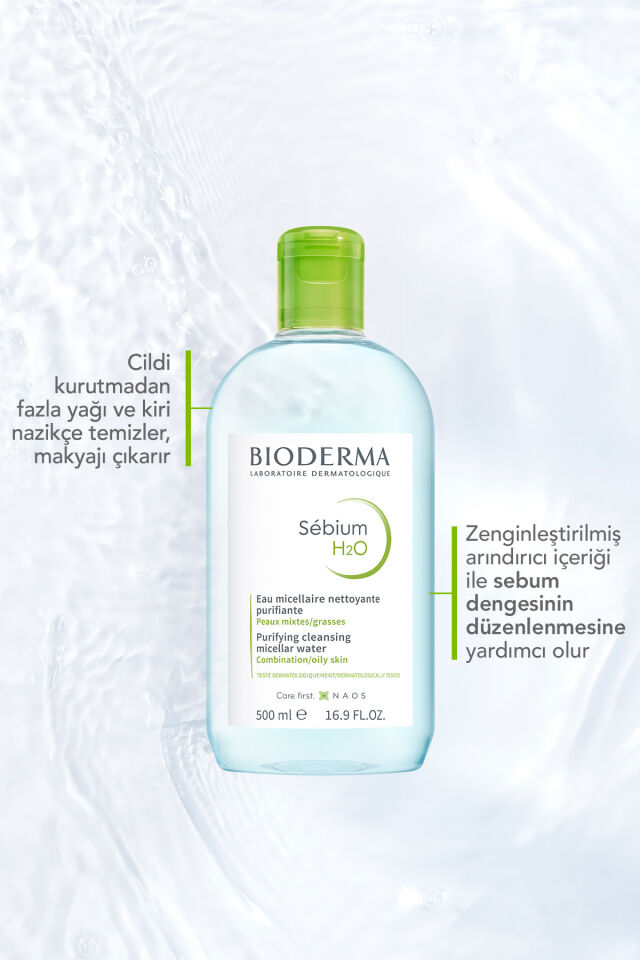Bioderma Sebium H2O Micellar Makyaj Temizleme Suyu 2'li Set Karma,Yağlı ve Akne Eğilimli Ciltler 500 ml