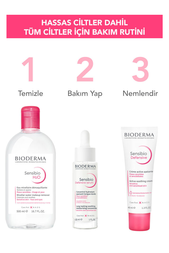 Bioderma Sensibio H2O Micellar Makyaj Temizleme Suyu 2'li Set Hassas ve Tüm Ciltler Yüz ve Göz Çevresi 500 m