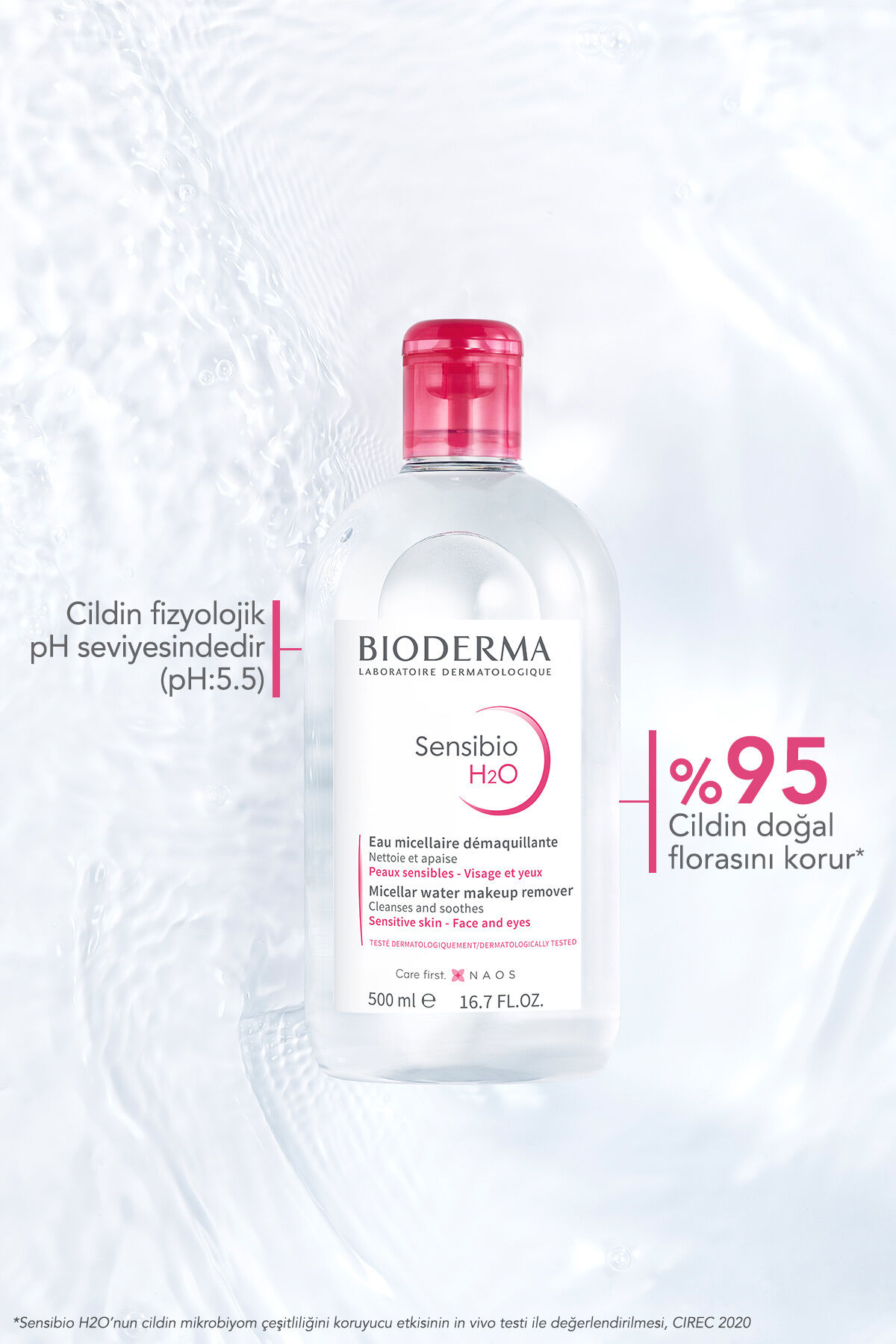 Bioderma Sensibio H2O Micellar Makyaj Temizleme Suyu 2'li Set Hassas ve Tüm Ciltler Yüz ve Göz Çevresi 500 m