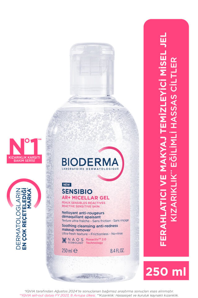 Bioderma Sensibio AR+ Rozasea ve Kızarıklık Eğilimli Hassas Ciltler Durulanmayan Temizleyici Misel Jel 250 ml