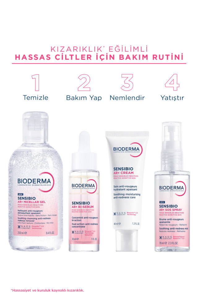 Bioderma Sensibio AR+ Rozasea ve Kızarıklık Eğilimli Hassas Ciltler Durulanmayan Temizleyici Misel Jel 250 ml