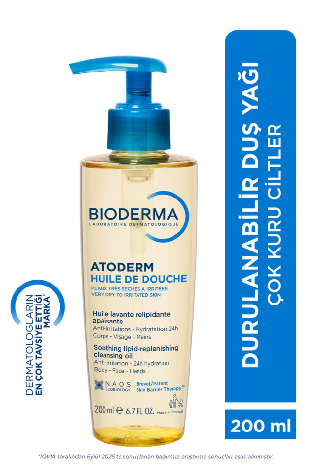 Bioderma Atoderm Shower Oil Kuru Cilt Nemlendirici Besleyici Duş Yağı Niasinamid Yetişkin Çocuk 200 ml