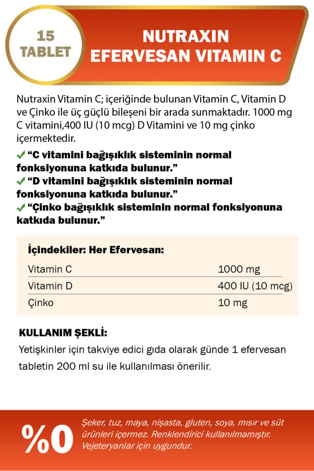Nutraxin C D Zinc Efervesan 2 Al 1 Öde - C 1000 mg D 400 IU Zinc 10 Mg