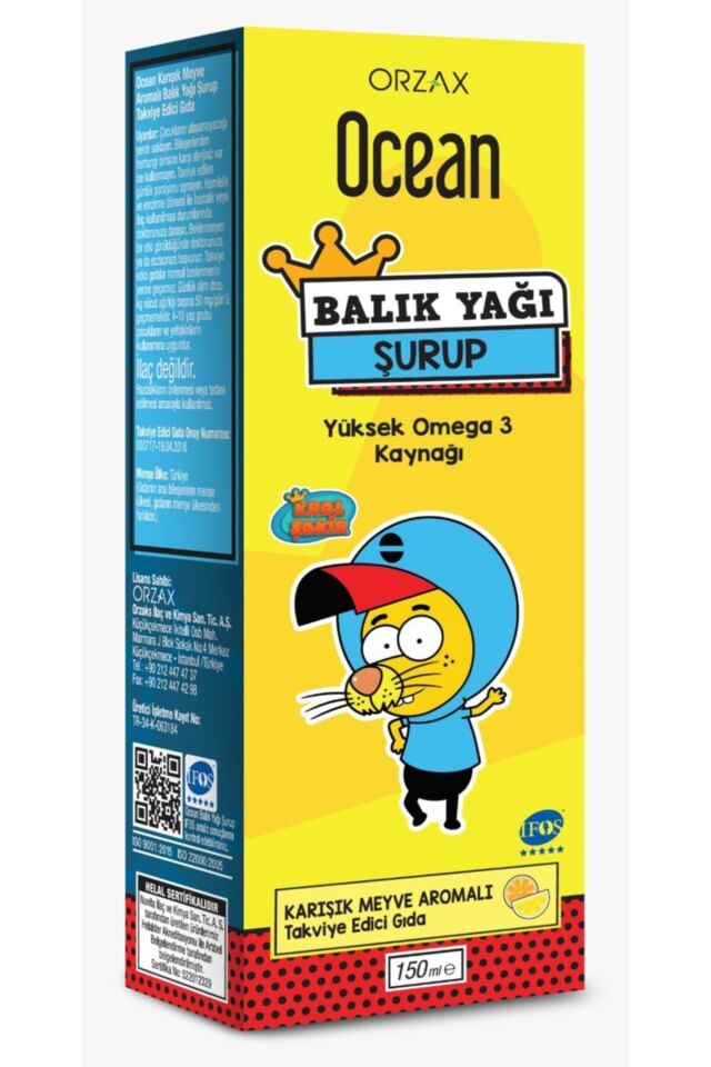 Orzax Şurup Balık Yağı Karışık Meyve 150 Ml