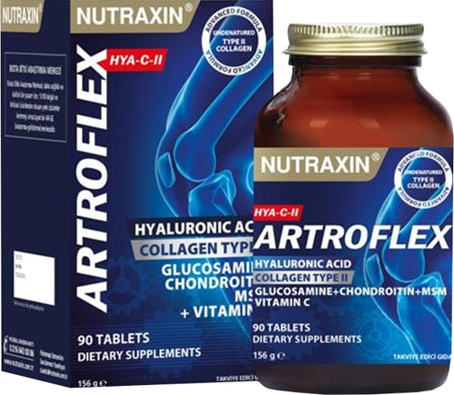 Nutraxin Artroflex Hya C-II 90 Tablet - Glukozamin Kondroitin MSM Tip 2 Kolajen Hyalüronik Asit Vitamin C