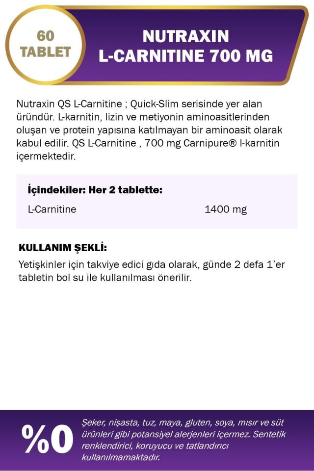 Nutraxin Quick Slim - L-Carnitine 700mg 60 Tablet