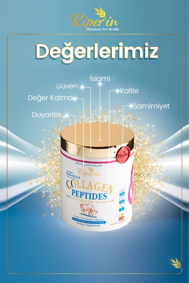 Kiperin Collagen %100 Saf Ve Doğal Yüksek Biyoaktif Çift Hidrolize Kolajen Peptitler Içeren Diyet Takviyesi(50günlük)