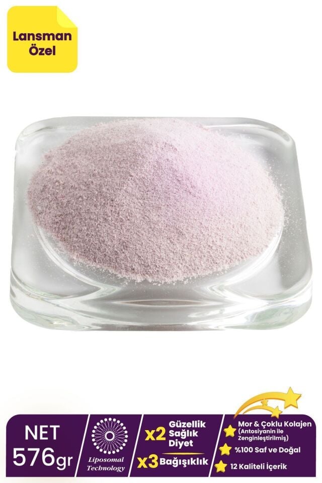 Kiperin Collagen %100 Saf ve Doğal Mor & Çoklu Kolajen Peptitleri içeren Lipozomal Teknoloji Diyet Takviyesi (576gr)