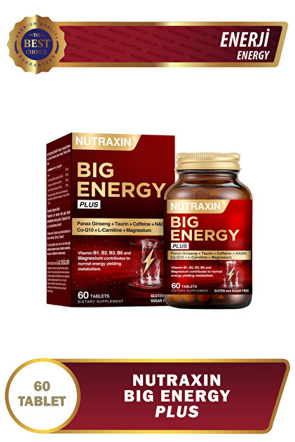 Nutraxin Big Energy Plus 150 mg Kafeinli Ginseng & Zencefil İçeren Takviye Edici Gıda 60 Kapsül