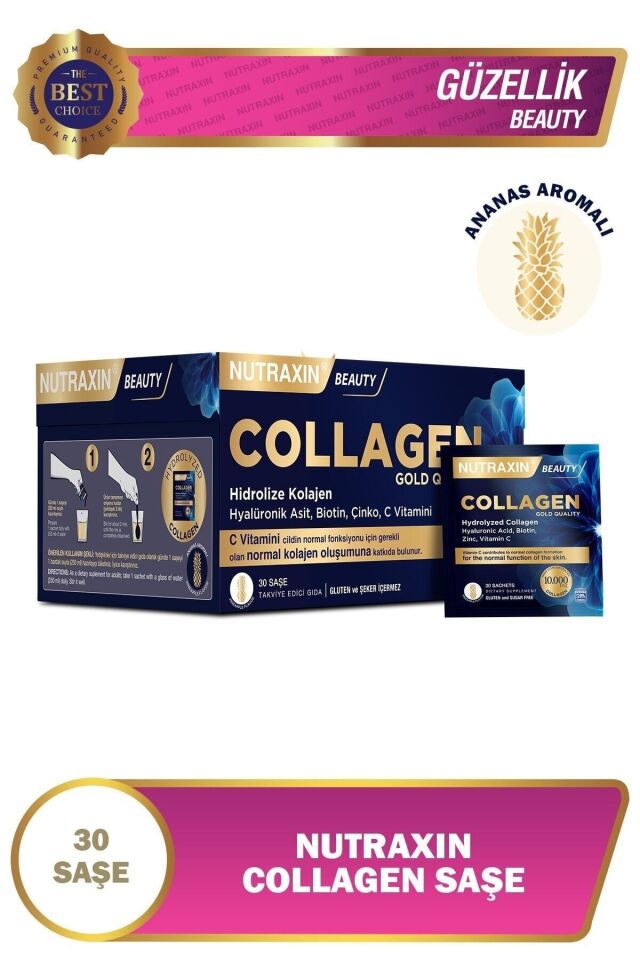 Nutraxin Collagen 30 Saşe 10.000 Mg Tip 1 Tip 3 Ananas Aromalı