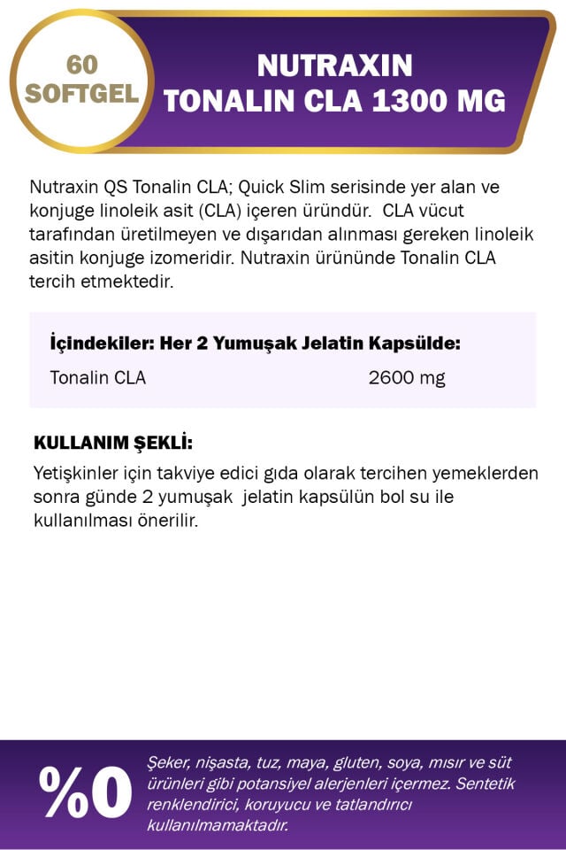 Nutraxin Quick Slim Tonalin Cla 1300 Mg 60 Softjel