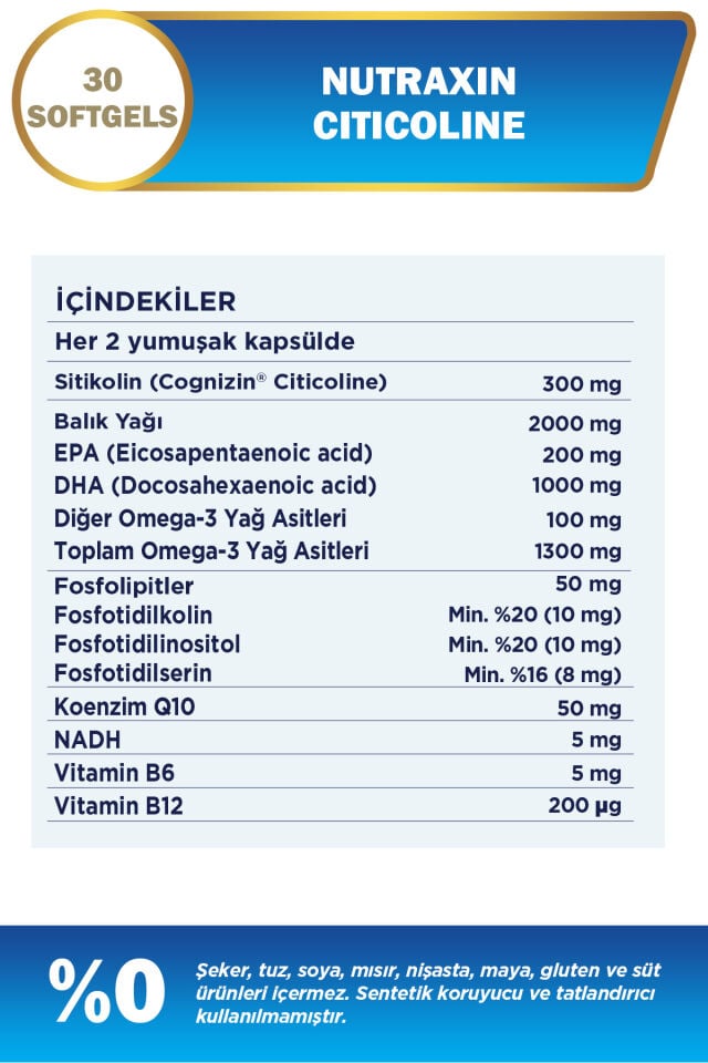 Nutraxin Nutraxin Sitikolin 30 Kapsül