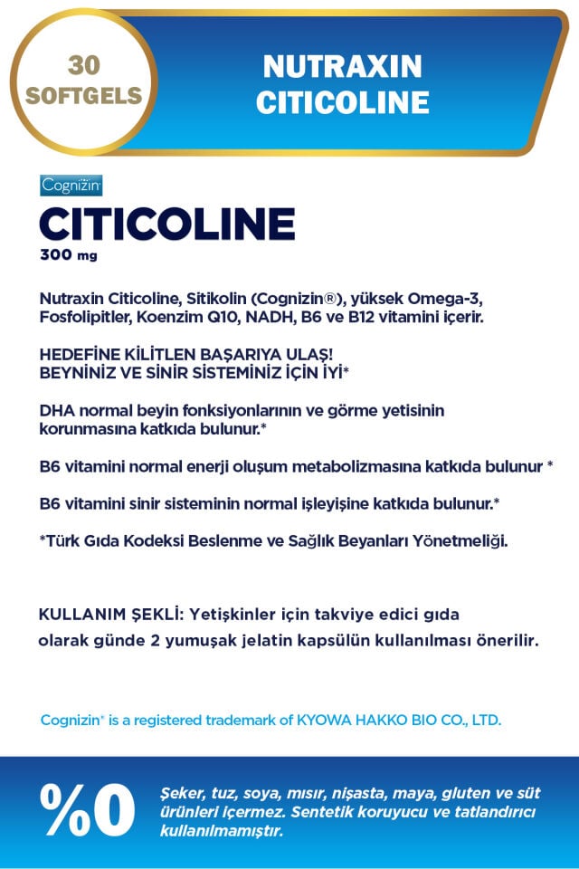 Nutraxin Nutraxin Sitikolin 30 Kapsül