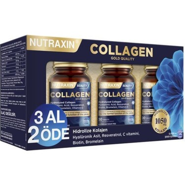Nutraxin Beauty Gold Collagen 30 Tablet 3 Al 2 Öde