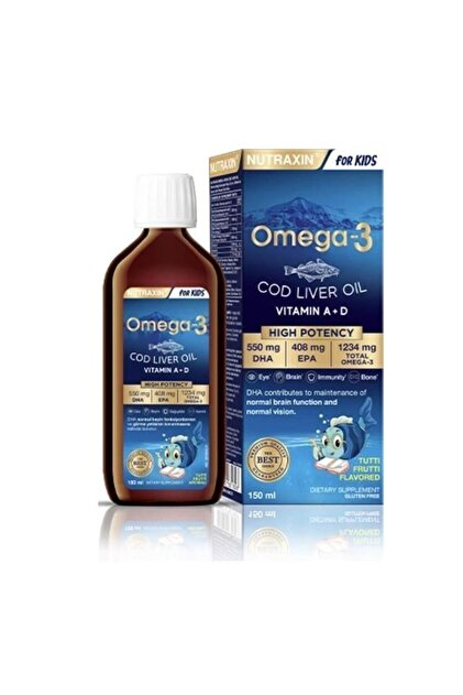 Nutraxin Omega 3 Balık Yağı 150 Ml Tutti Frutti Cod Liver - DHA 550 Mg EPA 408 Mg
