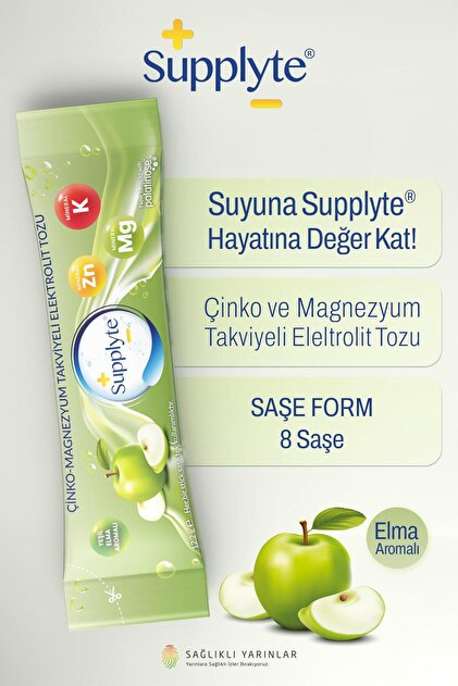 Supplyte Çinko Magnezyum Takviyeli Elektrolit Yeşil Elma Aromalı 8'li