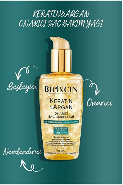 Bioxcin Saç Bakım Yağı Onarıcı Keratin & Argan 150 ml