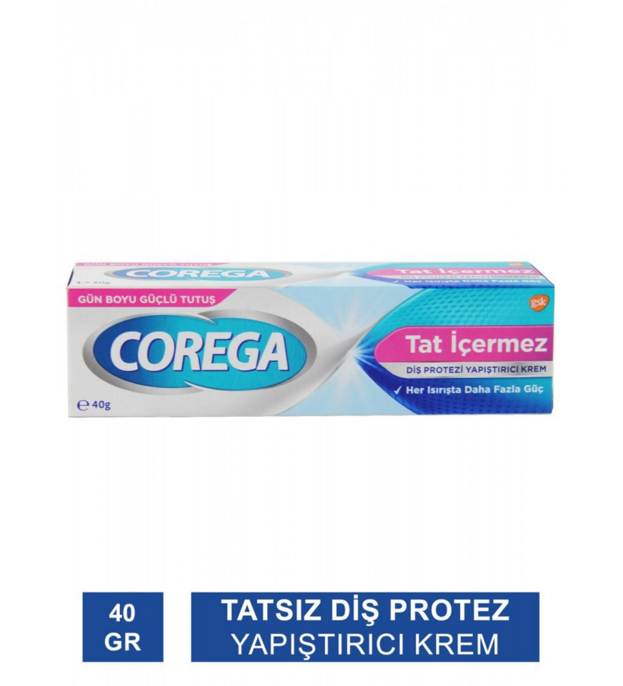 Corega Gün Boyu Güçlü Tutuş Diş Protez Yapıştırıcı Tat İçermez Krem 40 gr