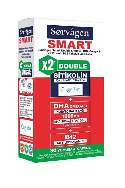 Sorvagen Smart Sitikolin DHA Omega 3 ve B12 30 Kapsül