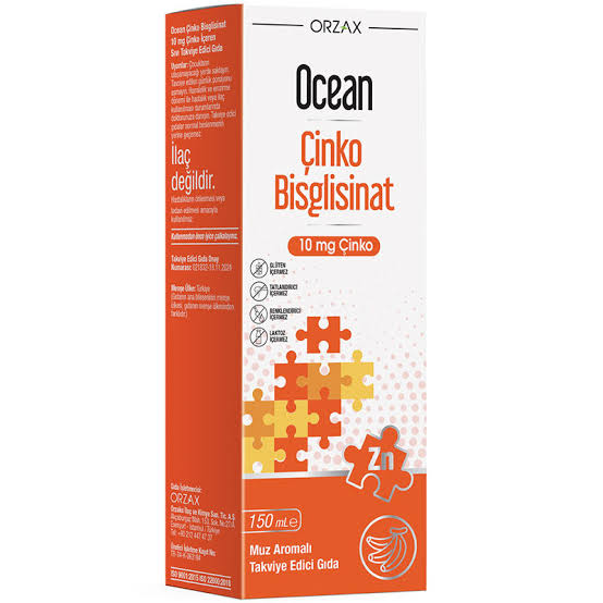Ocean Çinko Bisglisinat 10mg Sıvı 150 ml