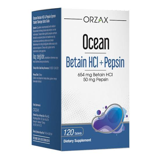 Ocean Betain HCI+ Pepsin Takviye Edici Gida 120 Tablet