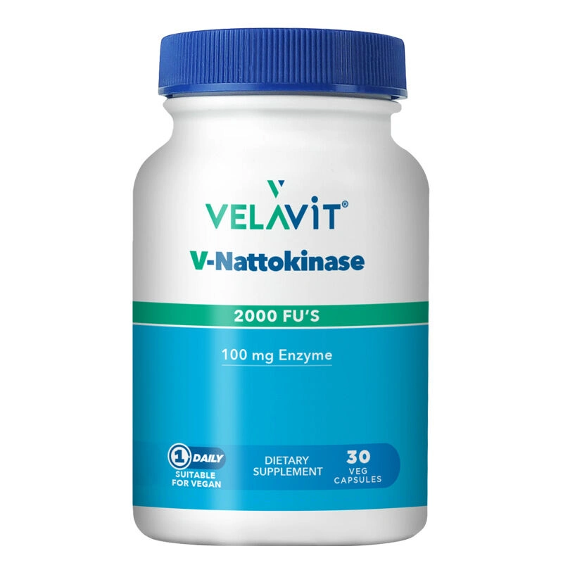 Velavit V-Nattokinasse 2000 Fu's 100 mg Enzyne 30 Kapsül