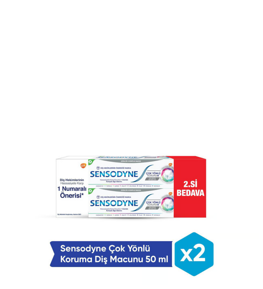 Sensodyne Çok Yönlü Koruma Gelişmiş Beyazlık 50 ml 2'li