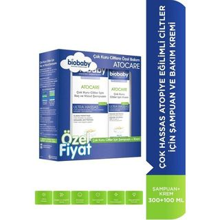 Biobaby Kuru ve Atopik Ciltler İçin Şampuan 300 ml + Çok Kuru Ciltler İçin Krem 100 ml - Özel Fiyat Etiketli