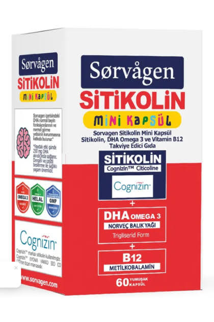 Sorvagen Smart Mini Sitikolin DHA Omega-3 ve B12 60 Kapsül