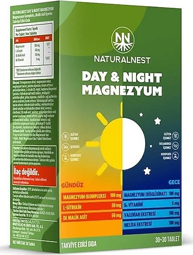 Naturalnest Day Night Magnezyum 60 Tablet