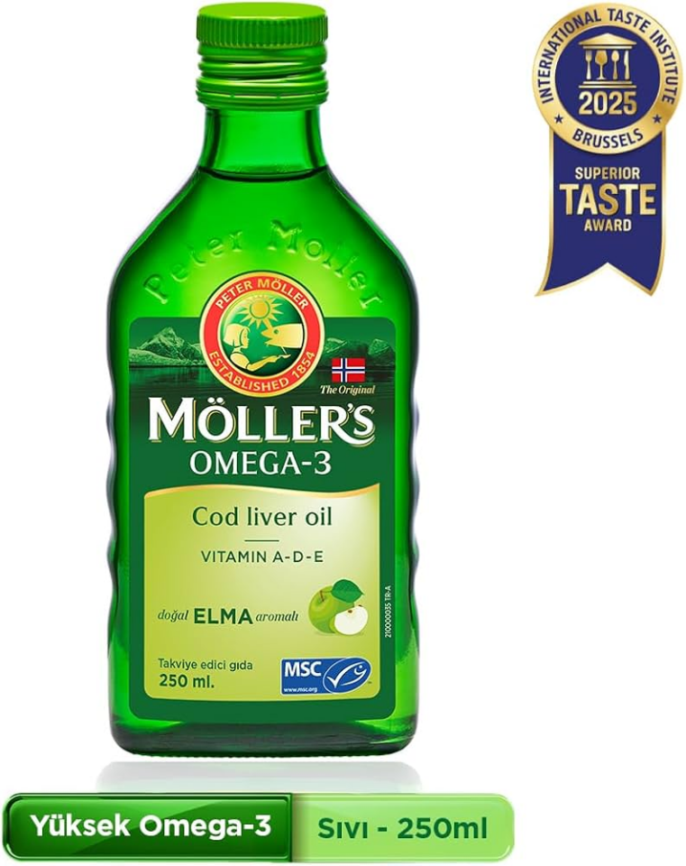 Möller's Omega 3 Doğal Elma Aromalı Balık Yağı Şurubu 250 ml