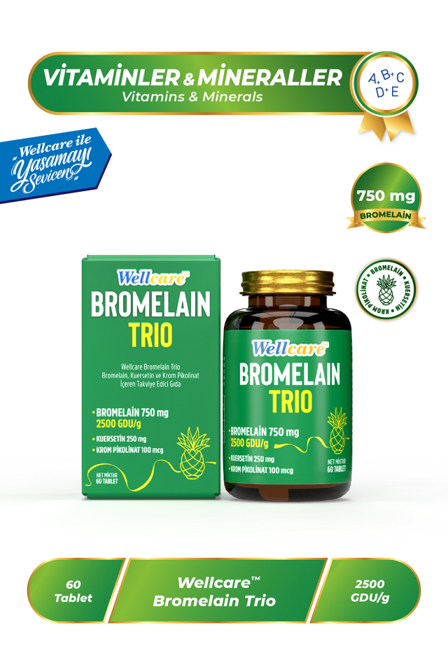 Wellcare Bromelain Trıo 60 Tablet