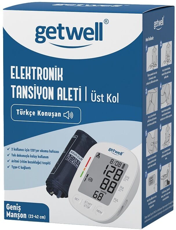 Getwell Getwell Konuşan Üst Koldan Tansiyon Aleti - Ölçme Cihazı (Geniş Manşon)