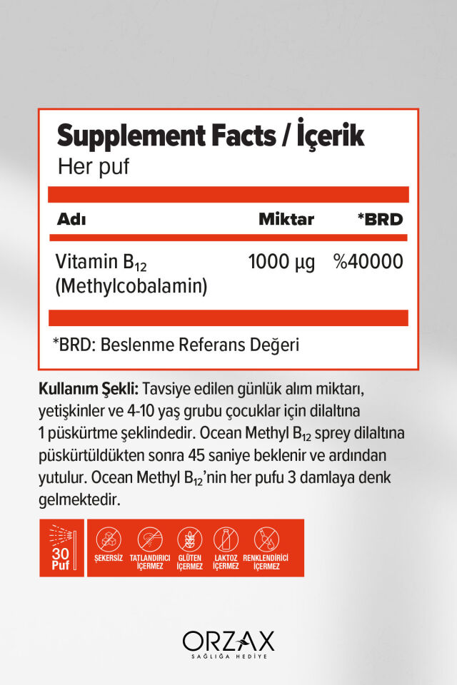 Ocean Ocean Methyl B12 Sprey 1000 mg 5 ml