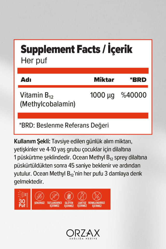 Ocean Ocean Methyl B12 Sprey 1000 mg 5 ml