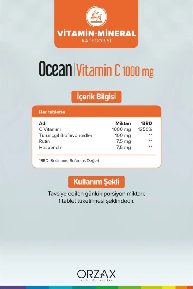 Ocean Vitamin C 1000 mg 30 Tablet - 1 Alana 1 Bedava