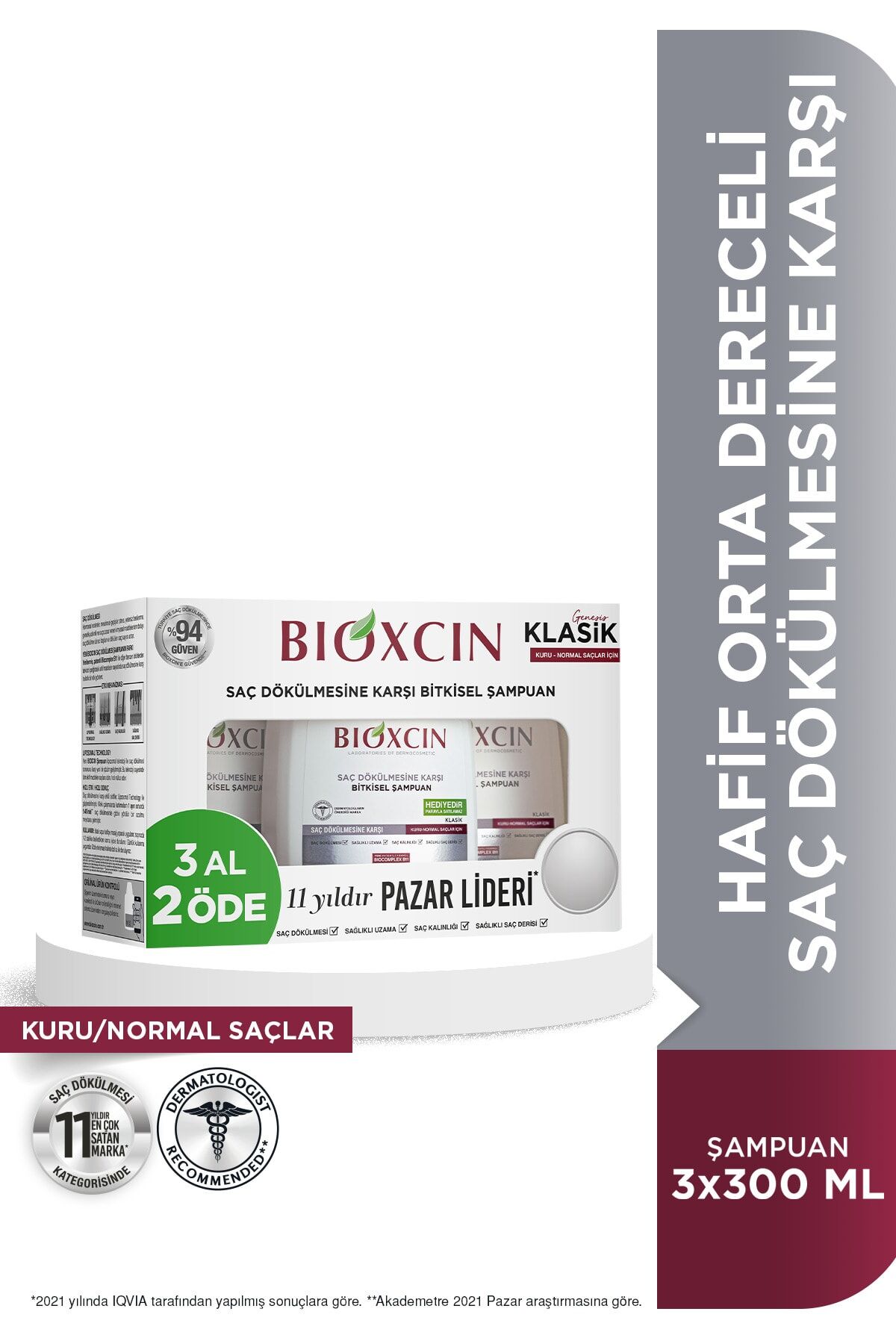 Bioxcin Genesis Kuru Ve Normal Saçlar Için Şampuan 3 X 300 ml