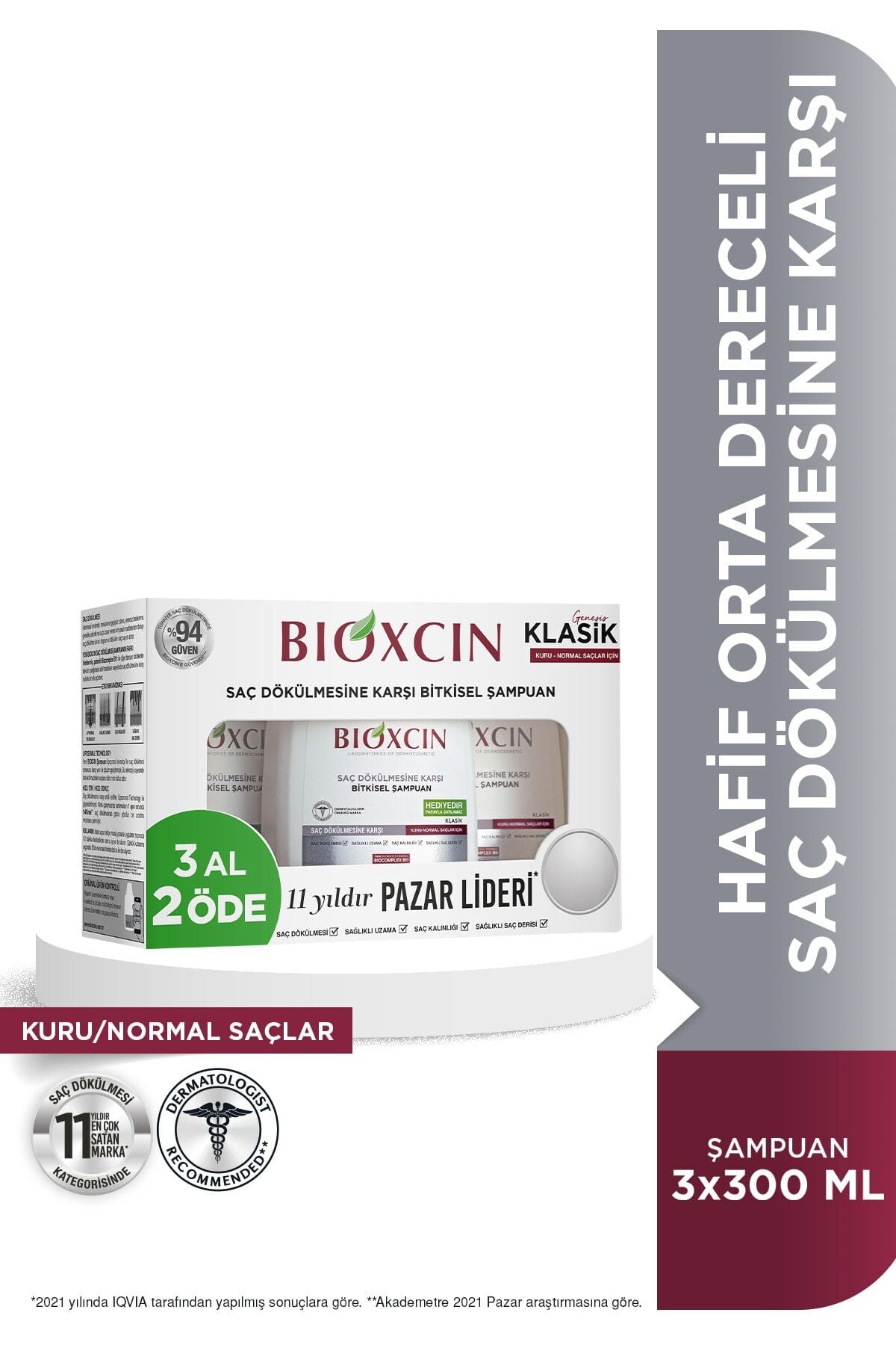 Bioxcin Genesis Kuru Ve Normal Saçlar Için Şampuan 3 X 300 ml