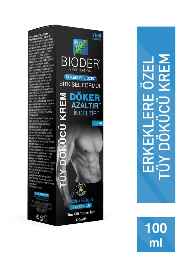 Bioder Erkeklere Özel Tüy Dökücü Krem 100 ml Tüy Azaltıcı Etki