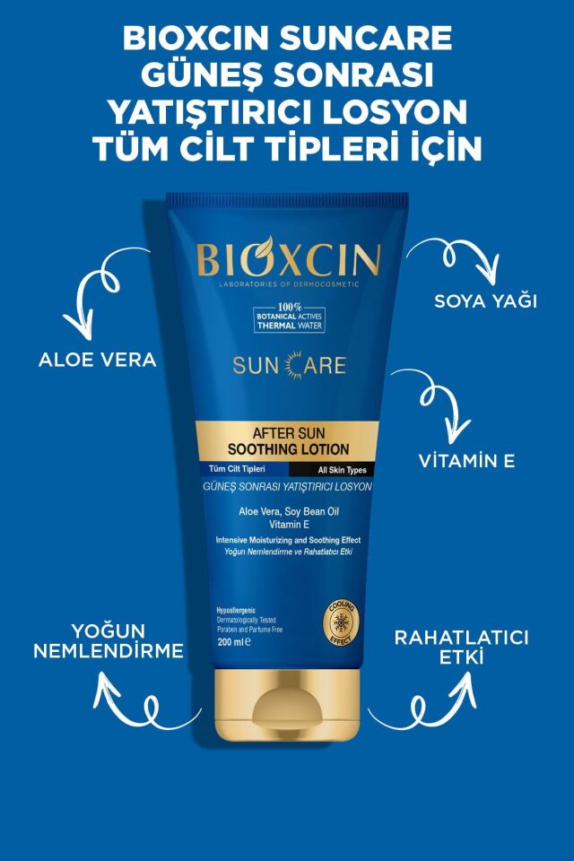 Bioxcin Sun Care Güneş Sonrası Krem 200 Ml - Yatıştırıcı Nemlendirici Koruyucu Aloe Vera Soya Yağı Vitamin E