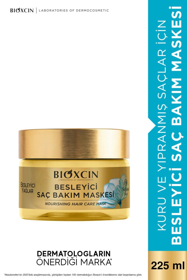 Bioxcin Besleyici Yağlar Saç Bakım Maskesi 225 ml – Kuru ve Yıpranmış Saçlar İçin Onarıcı Bakım