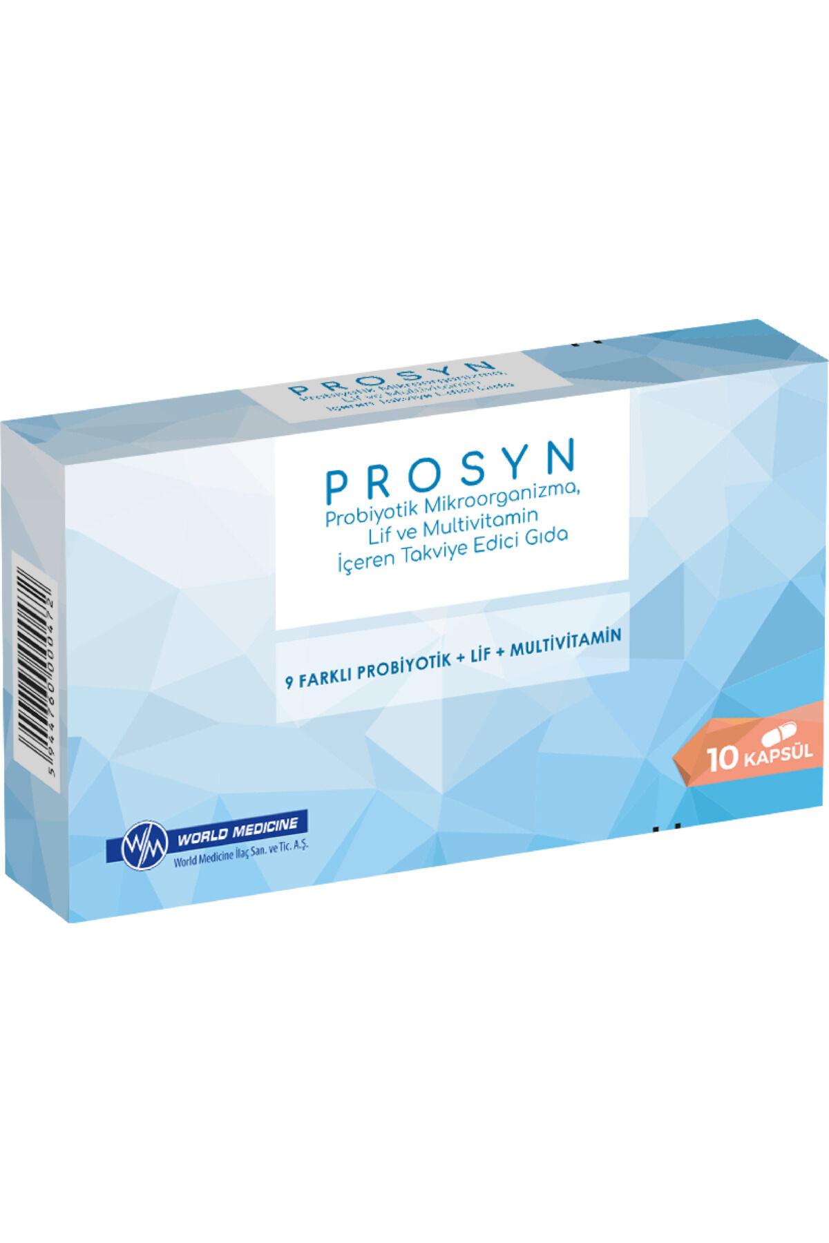 WORLD MEDİCİNE Prosyn Probiyotik, Prebiyotik ve Multivitamin İçeren Takviye Edici Gıda 10 Kapsül