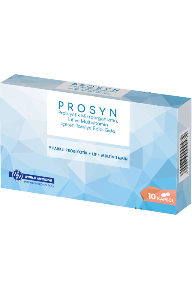 WORLD MEDİCİNE Prosyn Probiyotik, Prebiyotik ve Multivitamin İçeren Takviye Edici Gıda 10 Kapsül
