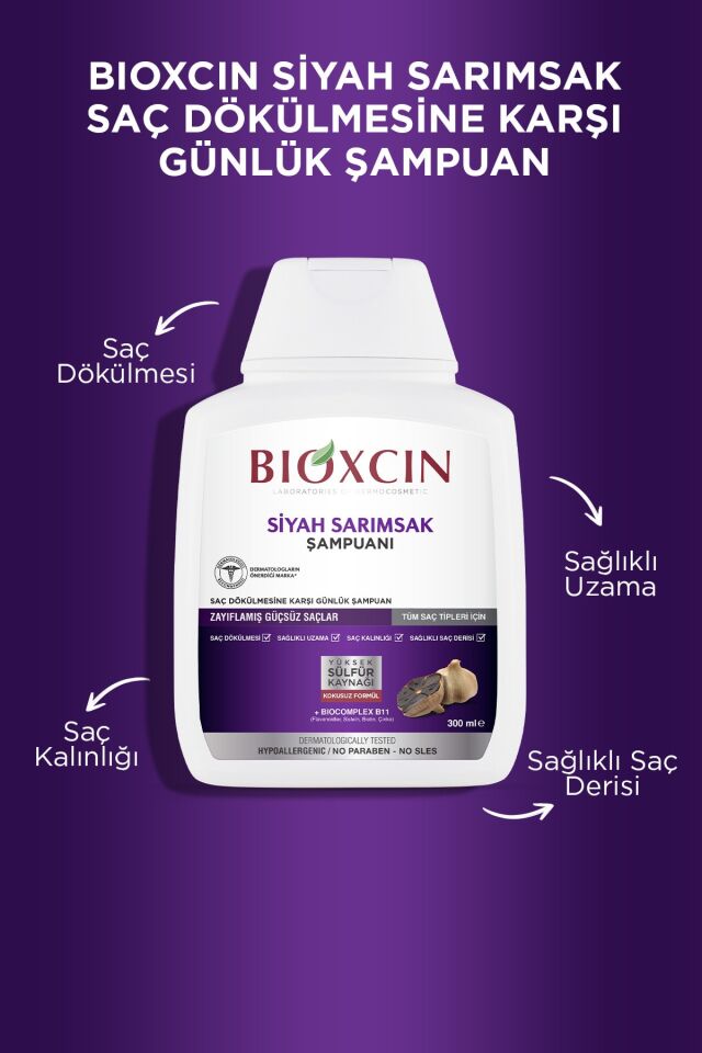 Bioxcin Siyah Sarımsak Şampuan 3x300 Ml - Saç Dökülmesi Şampuanı
