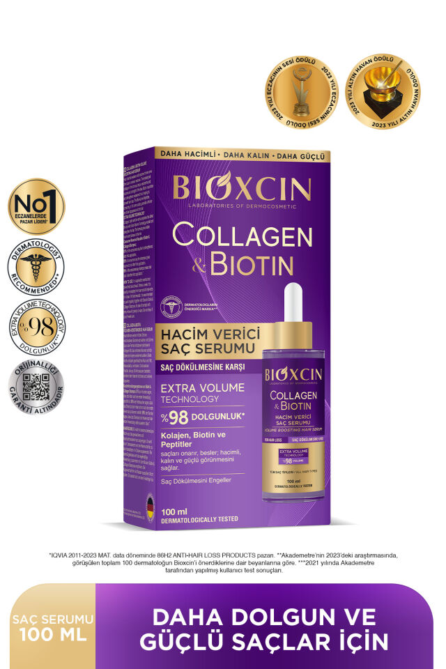 Bioxcin Collagen & Biotin Ekstra Hacim Serumu 100 Ml - Kolajen Biotin İnce Seyrek Saçlar