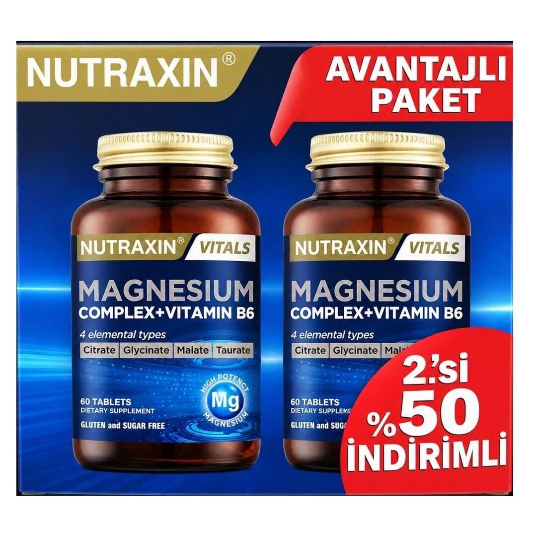 Nutraxin NUTRAXIN MAGNESIUM COMPLEX VİTAMİN B6 60 TABLET 2.Sİ %50 İNDİRİMLİ