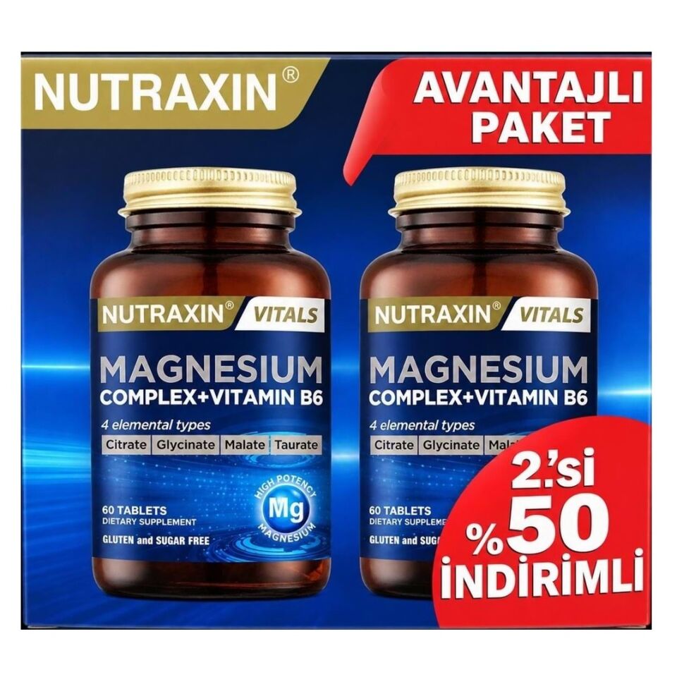 Nutraxin NUTRAXIN MAGNESIUM COMPLEX VİTAMİN B6 60 TABLET 2.Sİ %50 İNDİRİMLİ