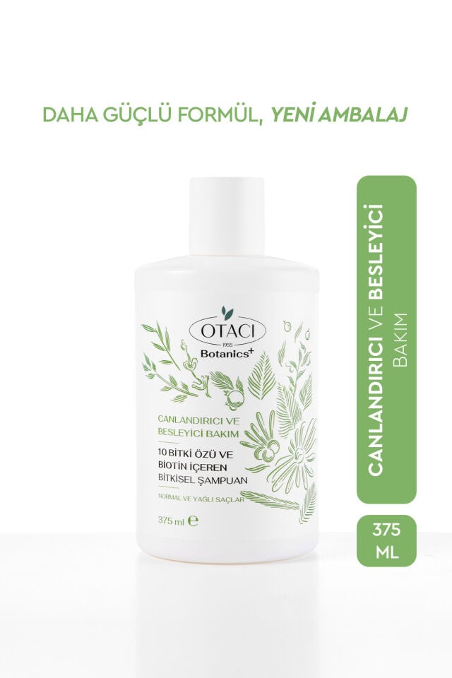 Otacı Botanics + Canlandırıcı & Besleyici Bakım - 10 Bitki Özü ve Biotin İçeren Bitkisel Şampuan