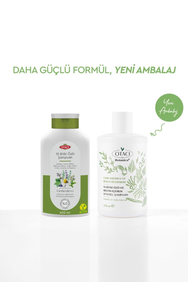 Otacı Botanics + Canlandırıcı & Besleyici Bakım - 10 Bitki Özü ve Biotin İçeren Bitkisel Şampuan